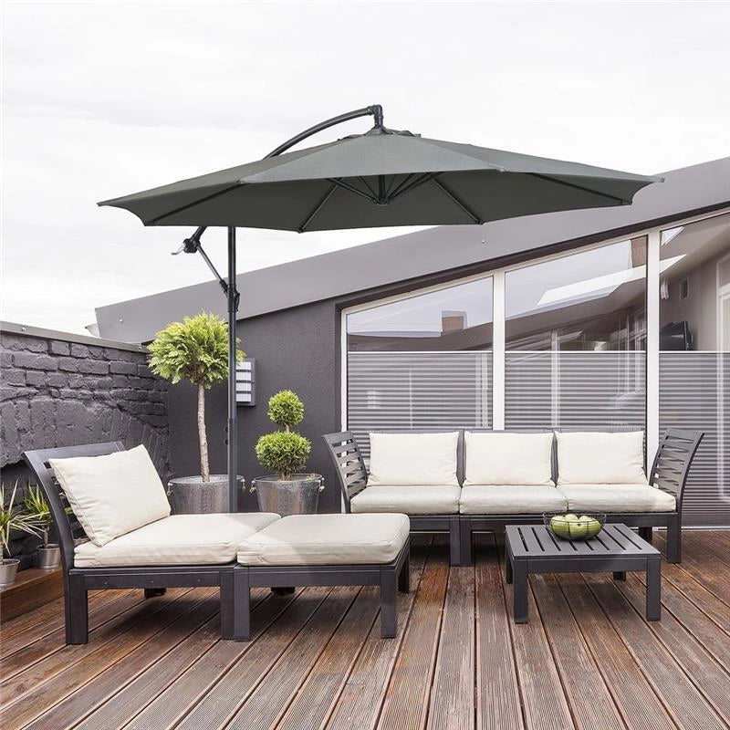 OMBRELLONE IMPERMEABILE STRUTTURA IN ACCIAIO CON MANOVELLA 300 X 250 GRIGIO