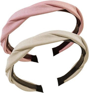 Haarbandi solide per donne e ragazze - stoffa larga intrecciata a denti - 2 pezzi - 2 colori.