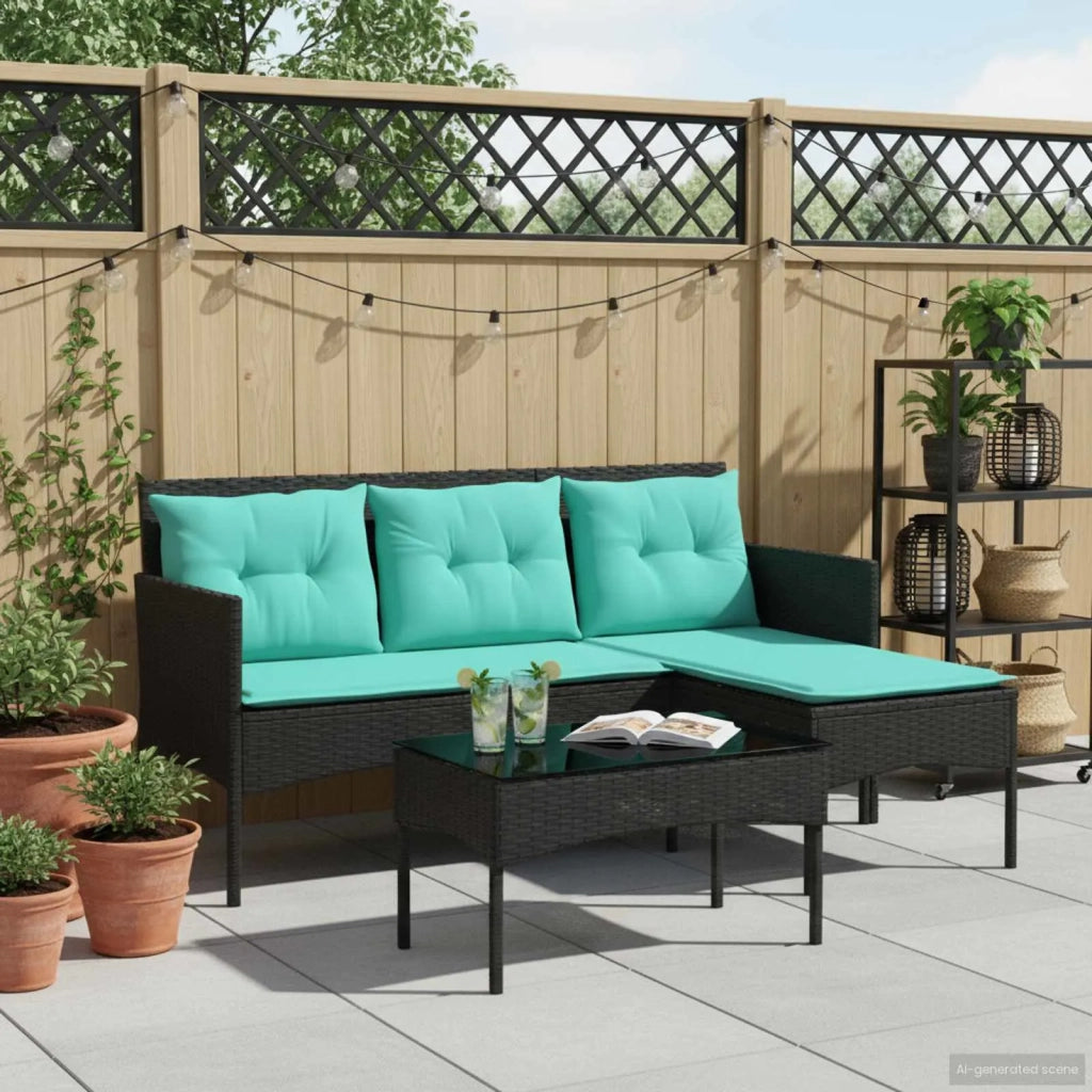 Set Divano da Giardino con cuscino 2 pz | Set Salotto da Giardino polyrattan