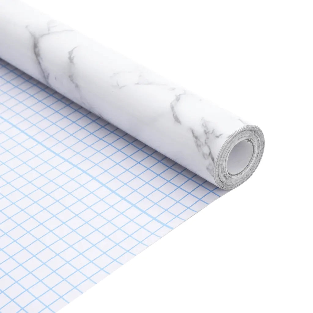 Adesivi per Mobili Autoadesivi Bianco Marmoreo 90x500 cm in PVC CFW8996457