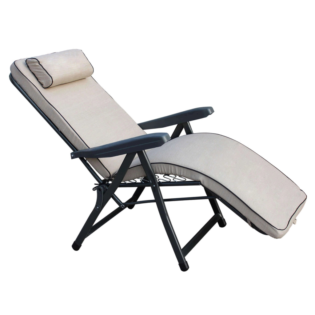 Poltrona Sdraio relax reclinabile in Tessuto Acciaio cm 155x60x60 - MORTY