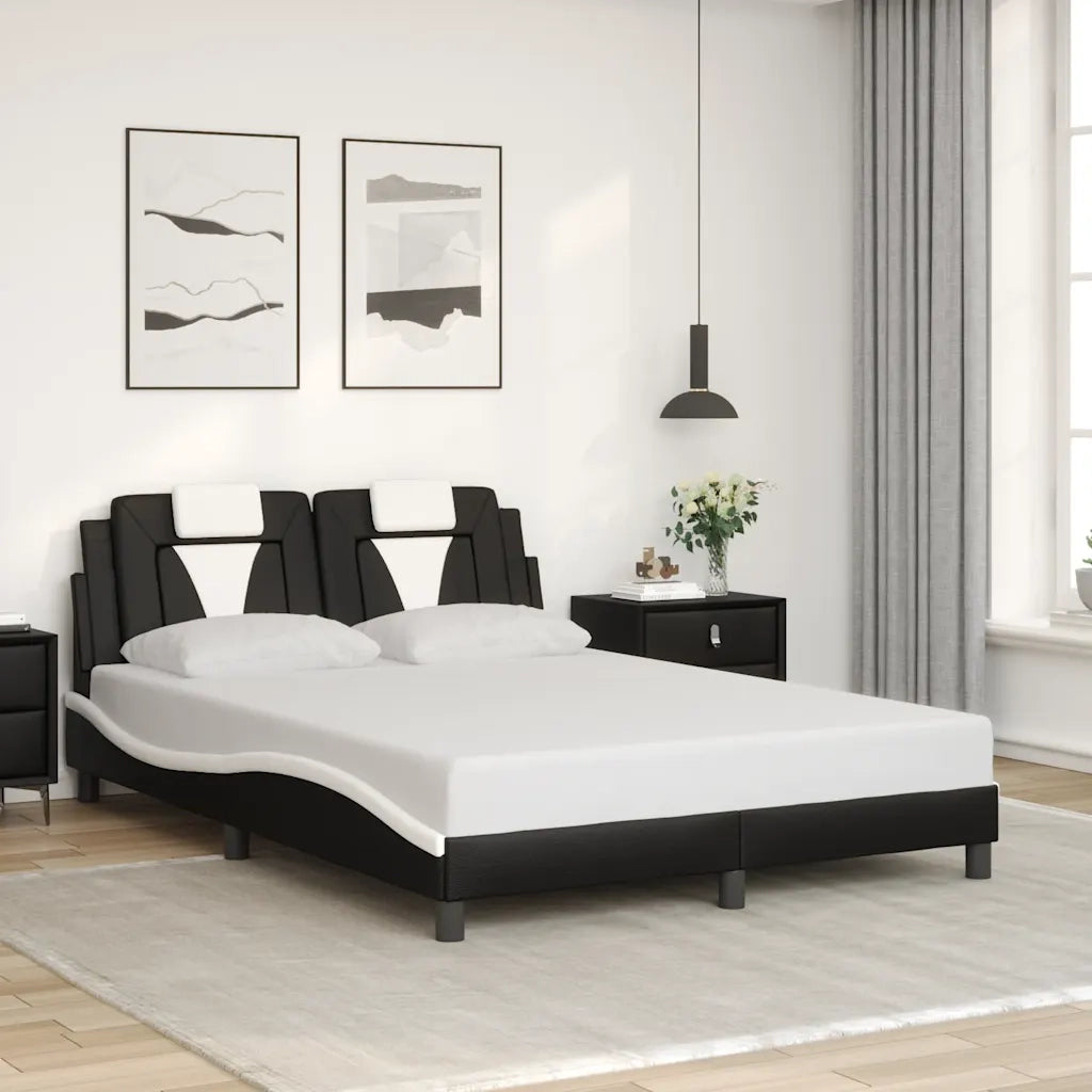 Giroletto Viana senza Materasso Nero e Bianco 140x200 cm in Similpelle