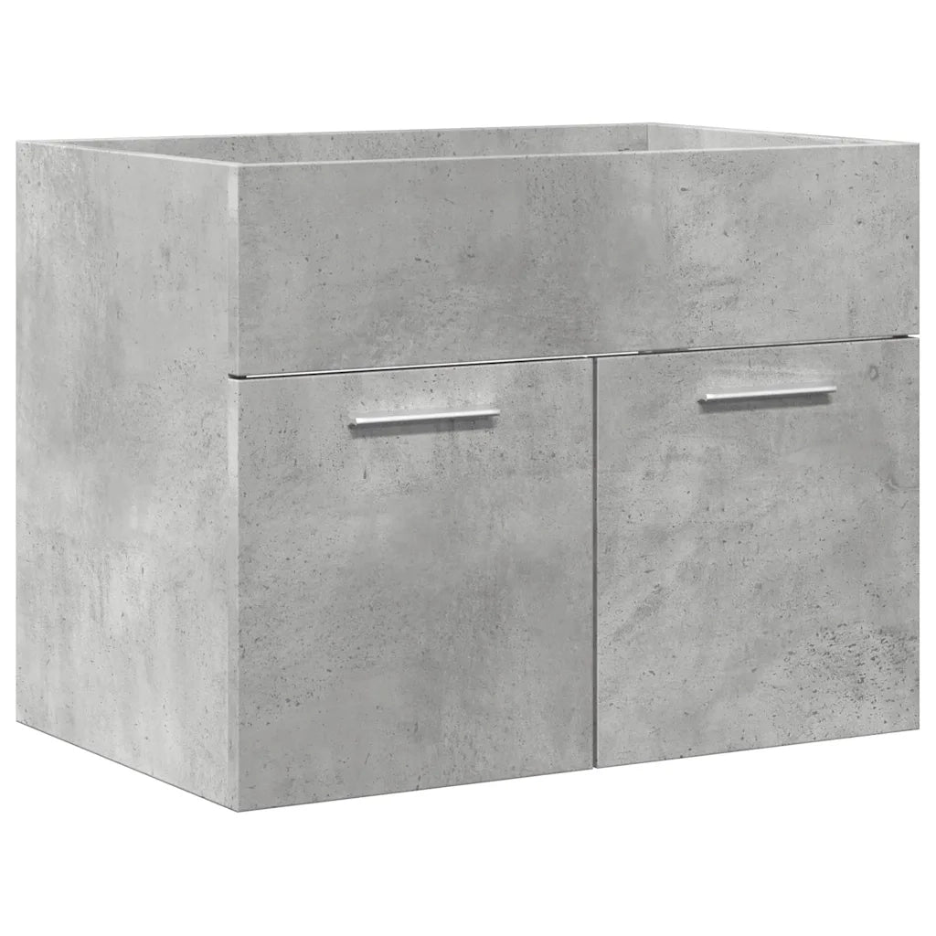 Set Mobili da Bagno | Armadio da bagno 2 pz Grigio Cemento in Legno Multistrato