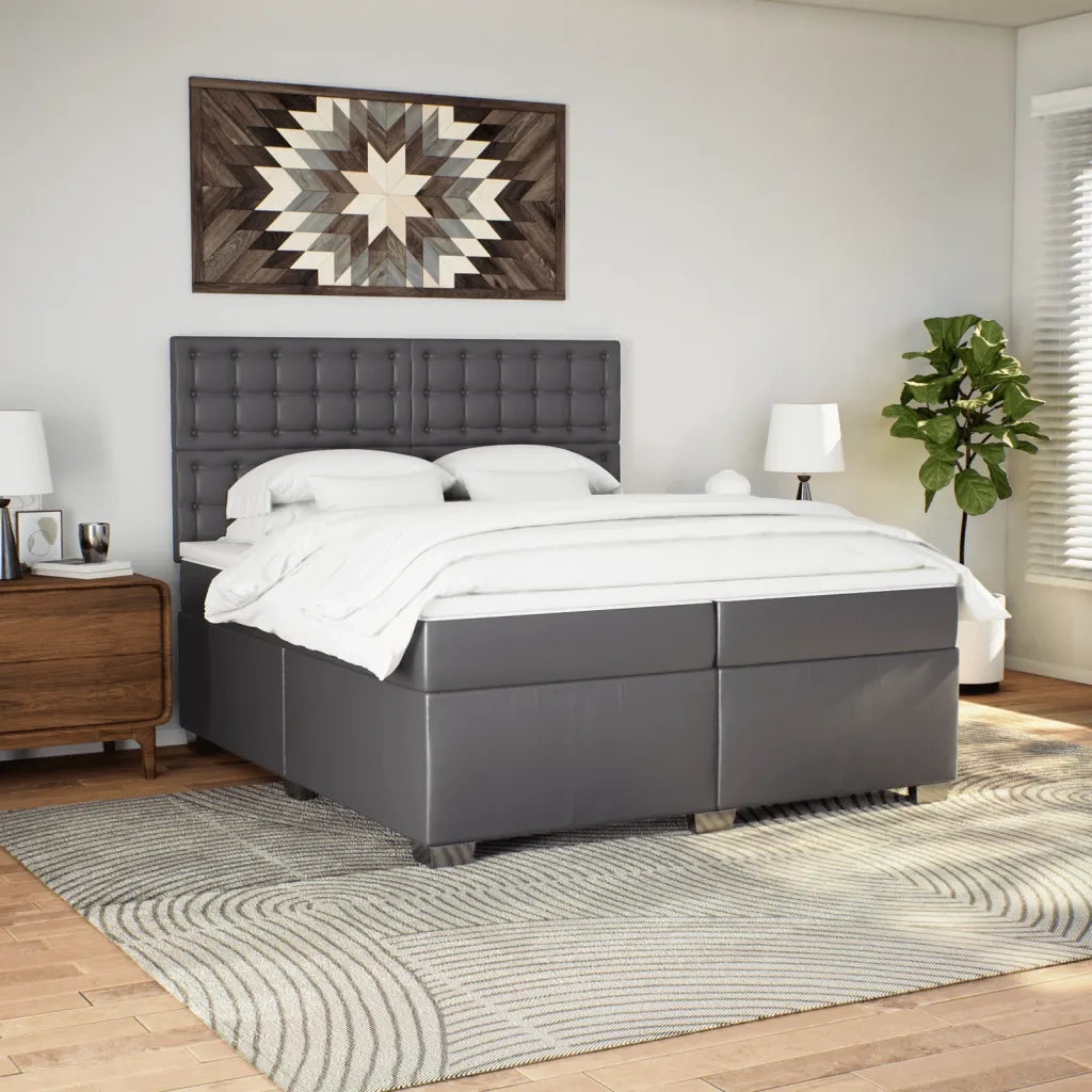 Giroletto a Molle con Materasso Grgio 200x200 cm in Similpelle 3293038
