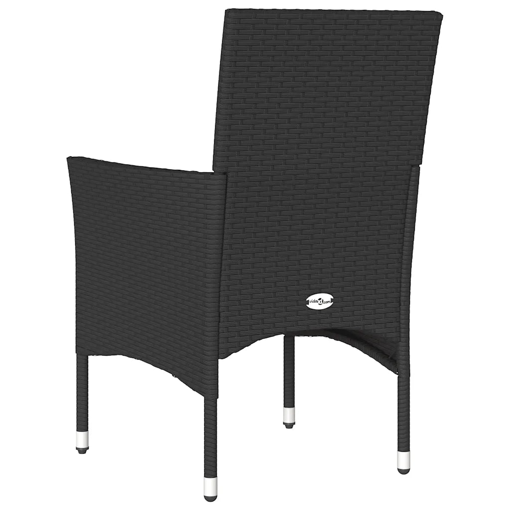 Sedie da Giardino con Cuscini 2 pz | Sedie da Esterno Nere in Polyrattan
