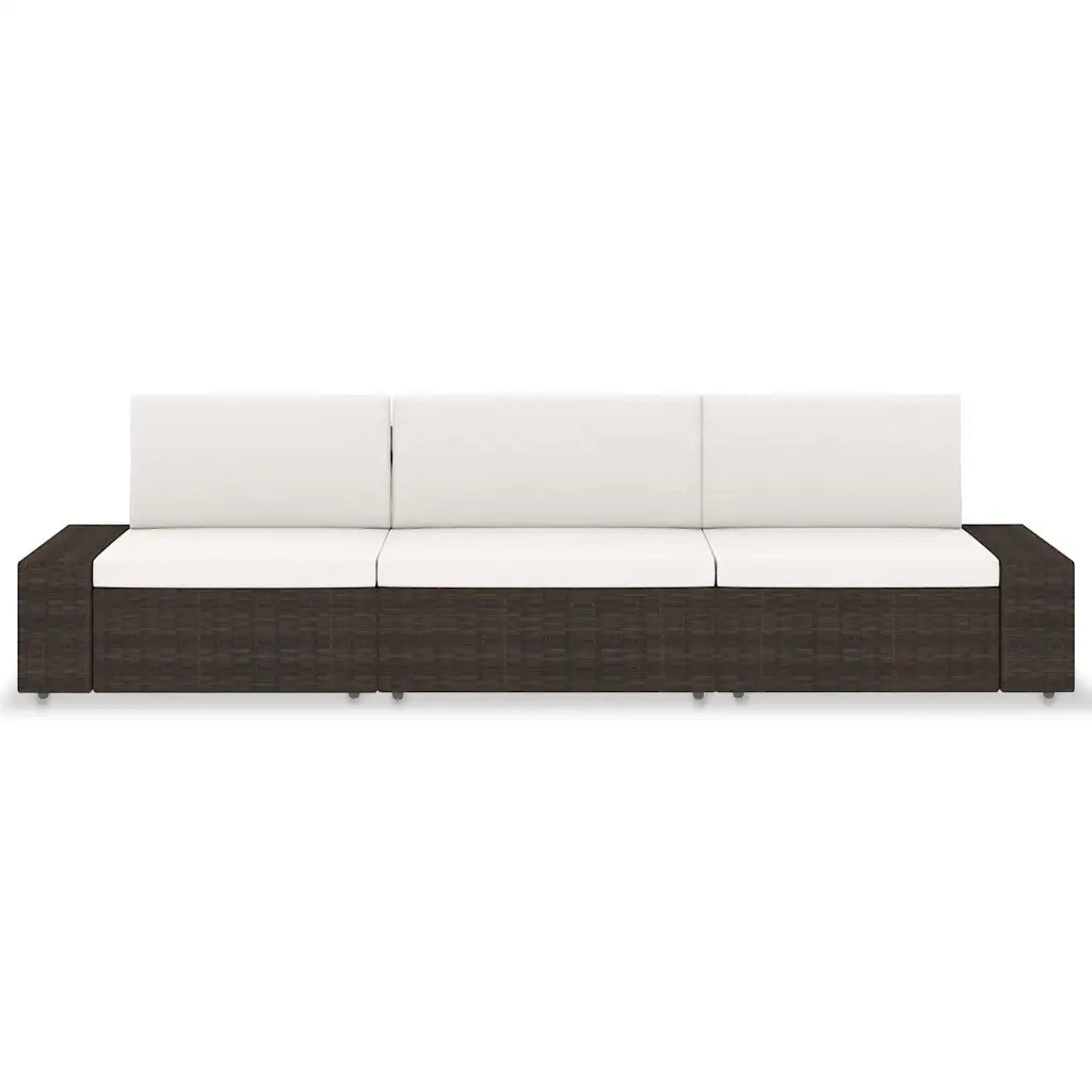 Divano componibile-Divano Modulare a 3 Posti in Polyrattan Marrone