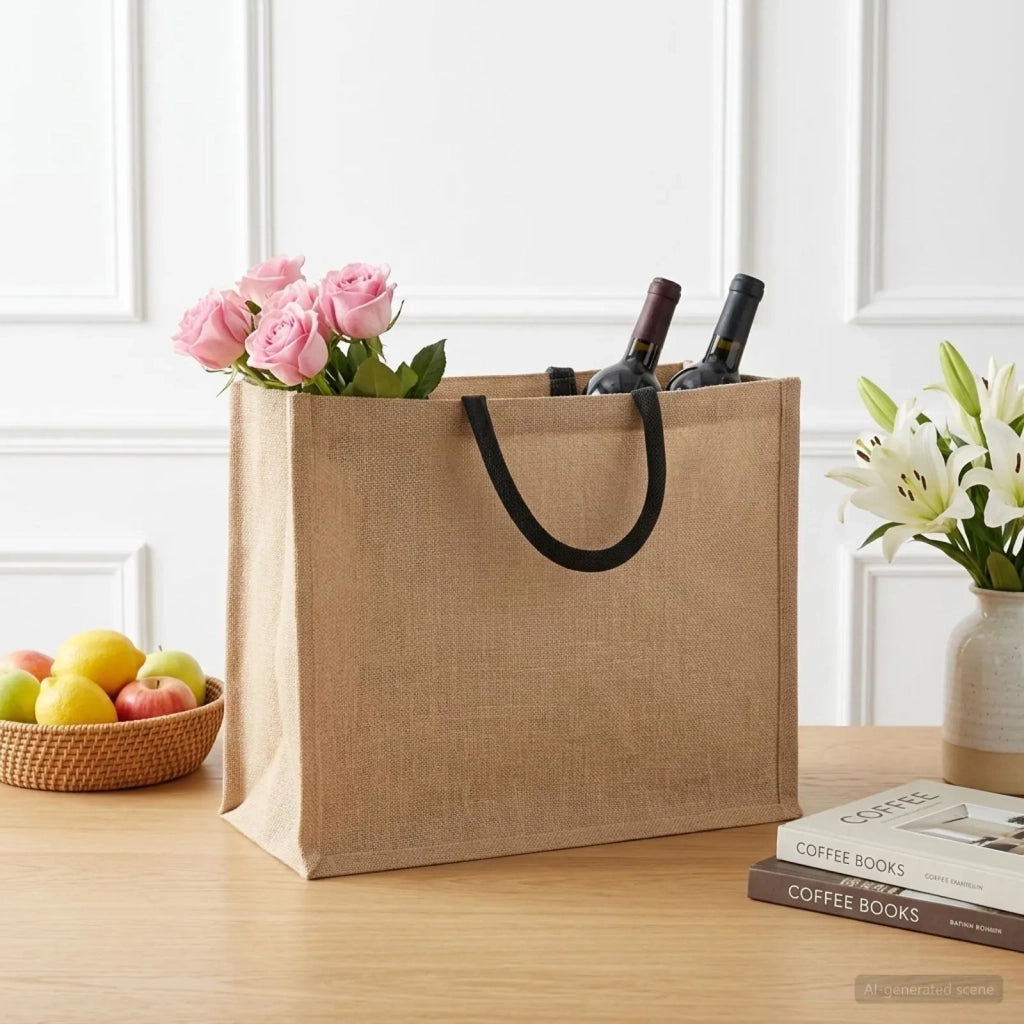 Borse in juta 50 Naturale e Nero 42 x 33 x 19 cm 42012283
