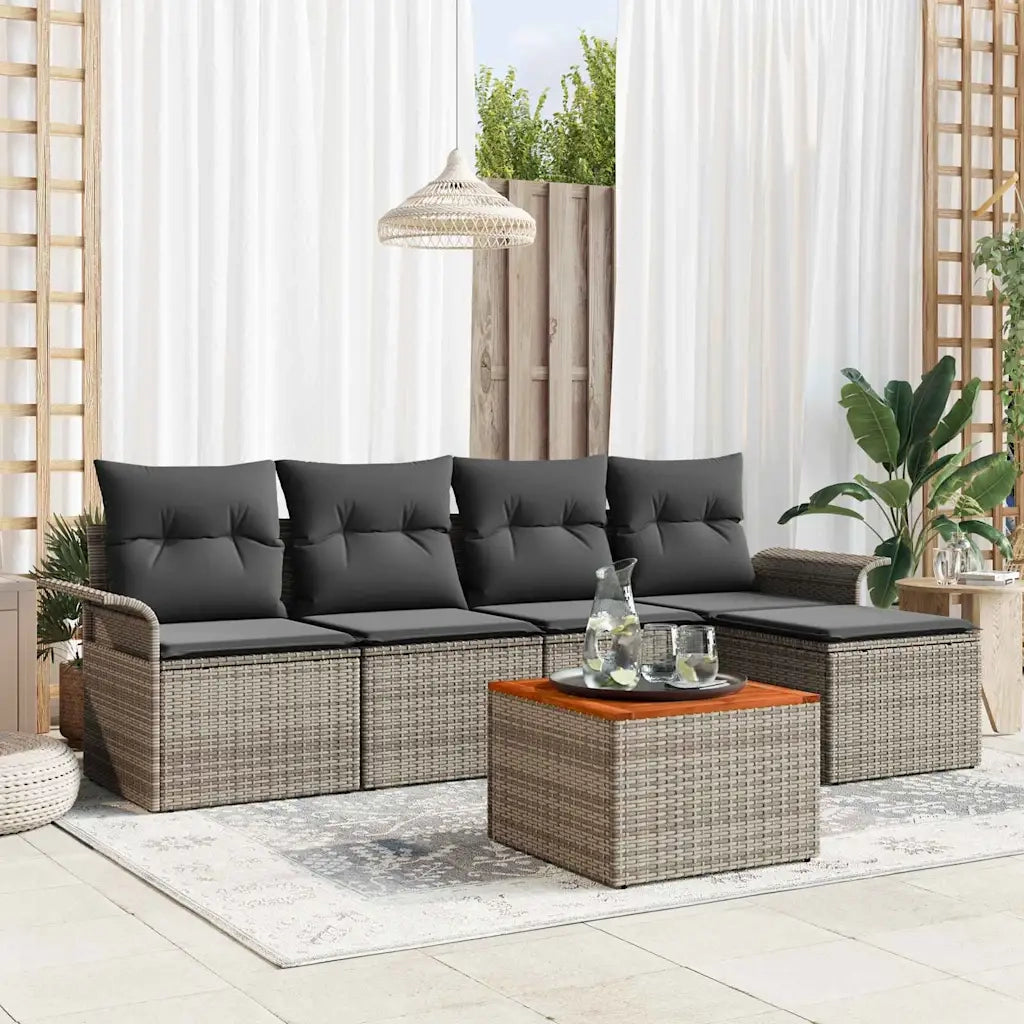 Set Divano da Giardino 6 pcs Grigio polyrattan 3355983