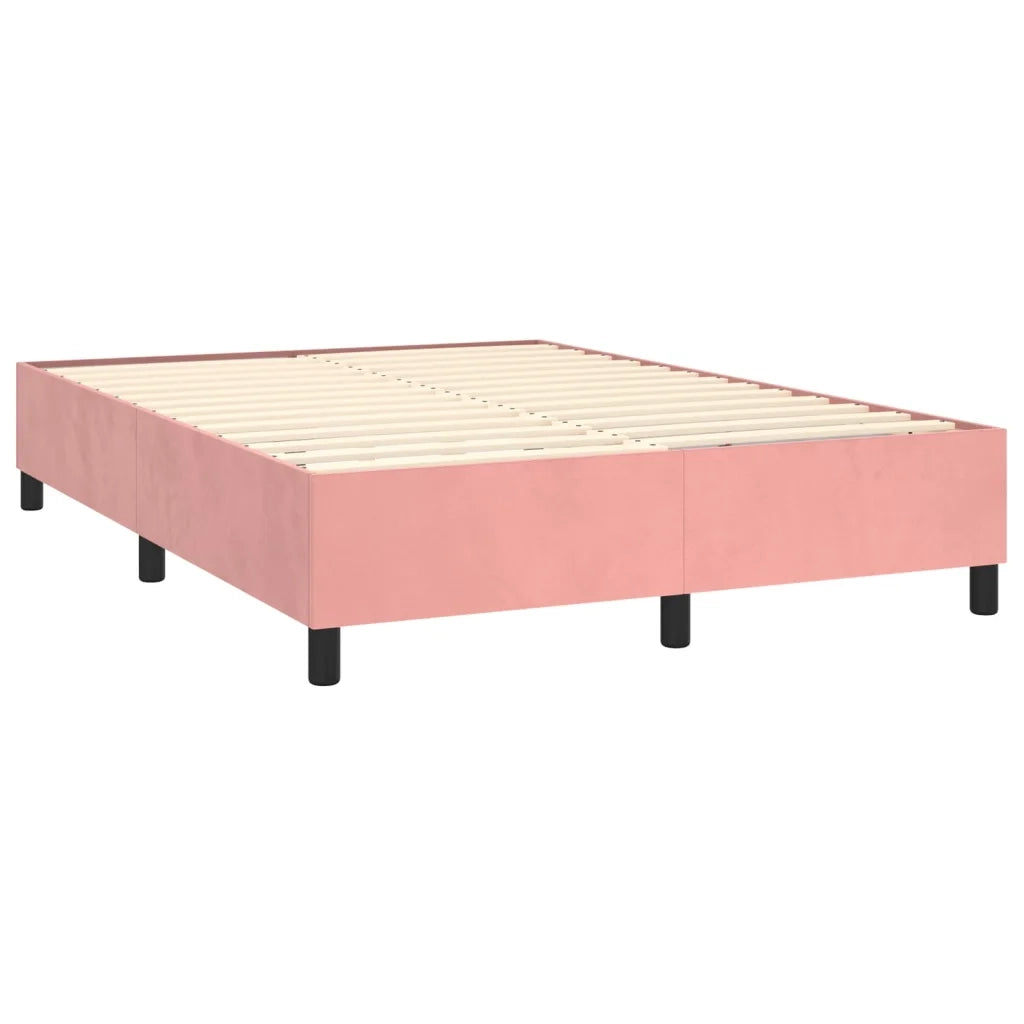 Letto a Molle con Materasso e LED Rosa 140x190 cm in Velluto