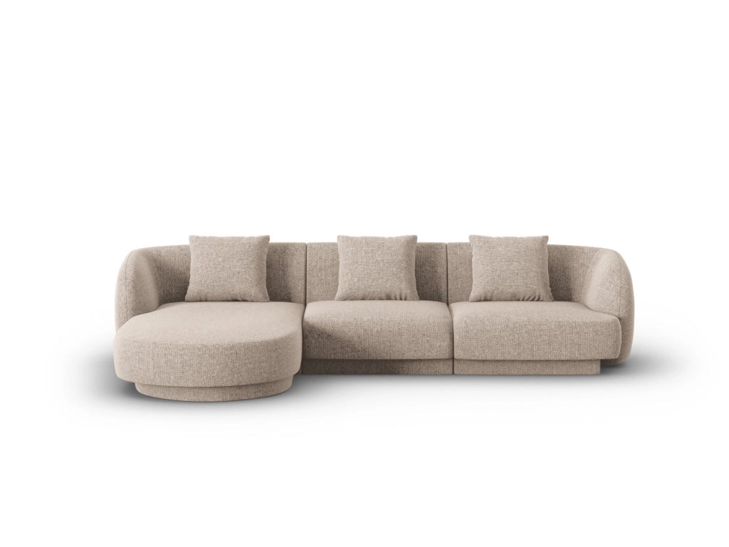 Cosmopolitan Design - Divano angolare sinistro "Tulum" 4 posti in ciniglia beige 