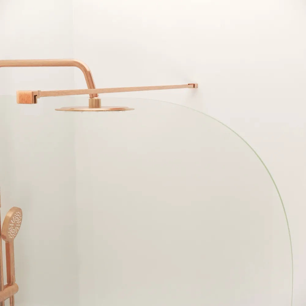 Doccia walk-in arco 120cm con cerniere rame spazzolato vetro 8mm trasparente easy clean h200 | Senja