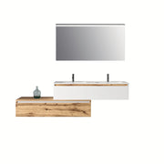 Composizione doppio lavabo 4 pezzi ASTRA bianco / quercia