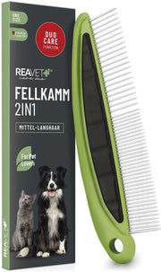 Vachtkam 2 in 1 per cani e gatti con capelli di lunghezza media a lunga | Doppia kam, ideale per la rimozione dei nodi e dei grovigli | Kam per cani, kam per gatti per la cura quotidiana della pelliccia