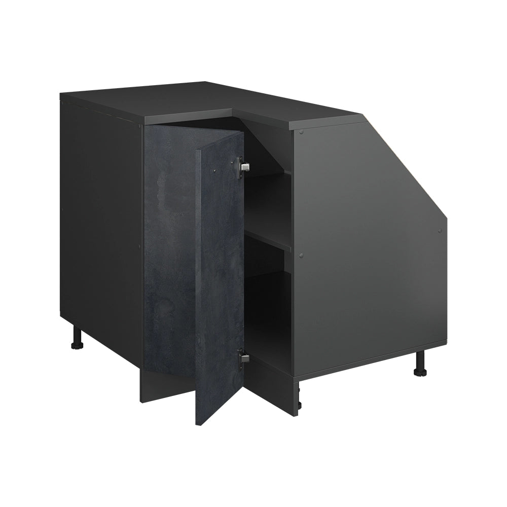 Mobile sottotetto Mobile angolare Rion Calce nera/Antracite 75.6 x 83.8 cm con 1 porta, carcassa dell’armadio profondità 60 cm Vicco
