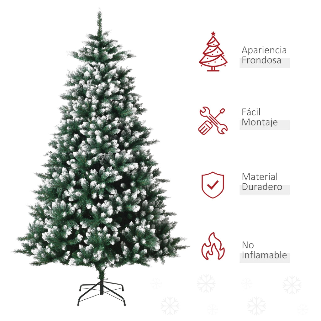 Albero di Natale Artificiale Realistico ¨C Zephmum ¨C Verde con Punte Bianche 210 cm