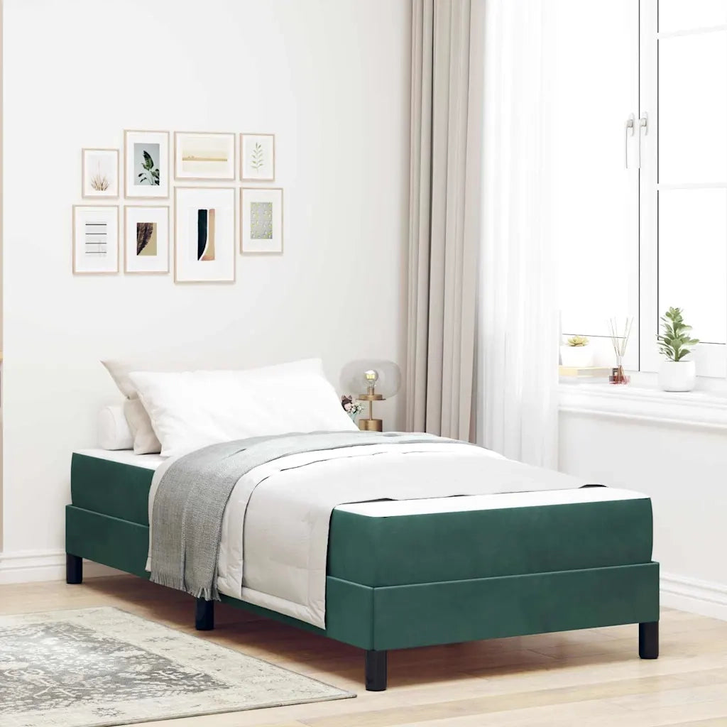 Letto a molle con materasso Verde Scuro 100 x 200 cm Tessuto 3398674