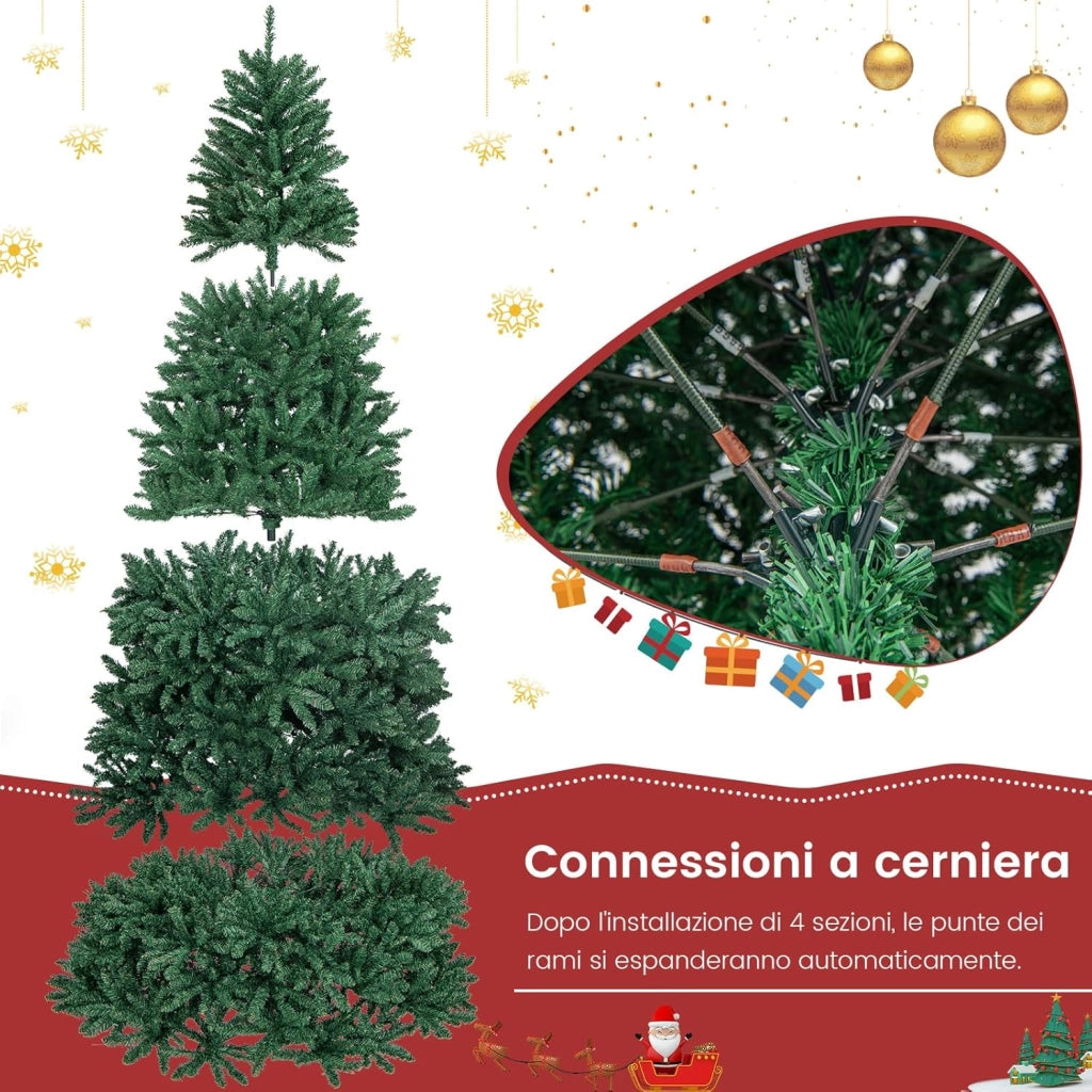 Albero di Natale 275 cm, Albero di Natale Artificiale con 3594 Rami e Base in Metallo, Albero di Natale Realistico e Denso per Casa, Ufficio e Negozio, Verde (275 cm)