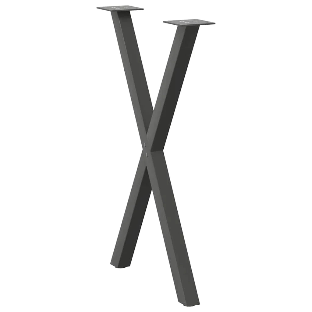 Set di 2 gambe per tavolo da pranzo a forma di X robuste e regolabili 57 x 72 cm stile moderno acciaio antracite 02_0057187