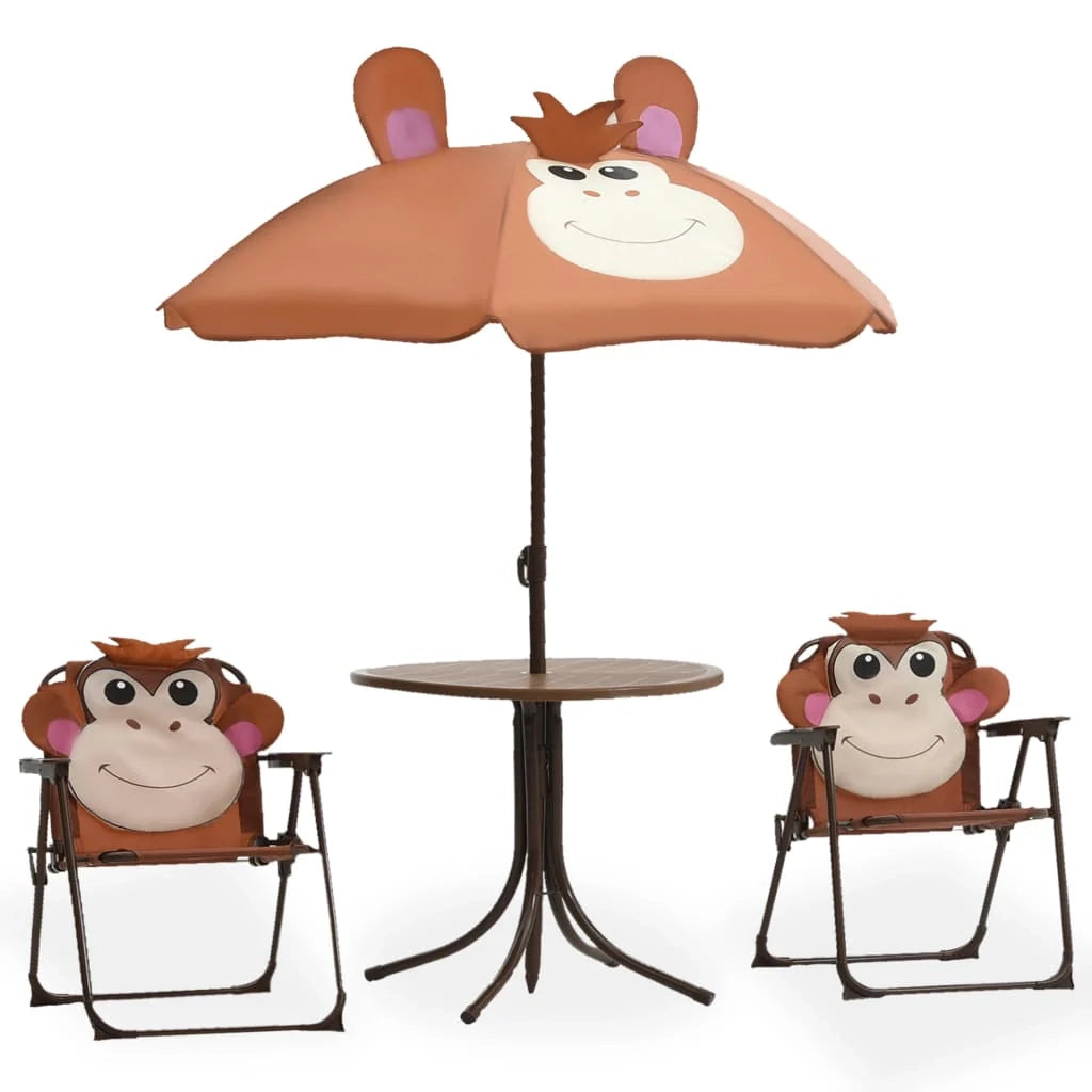 Gioco bistrot con parasole per bambini 3 pezzi marrone 02_0014491