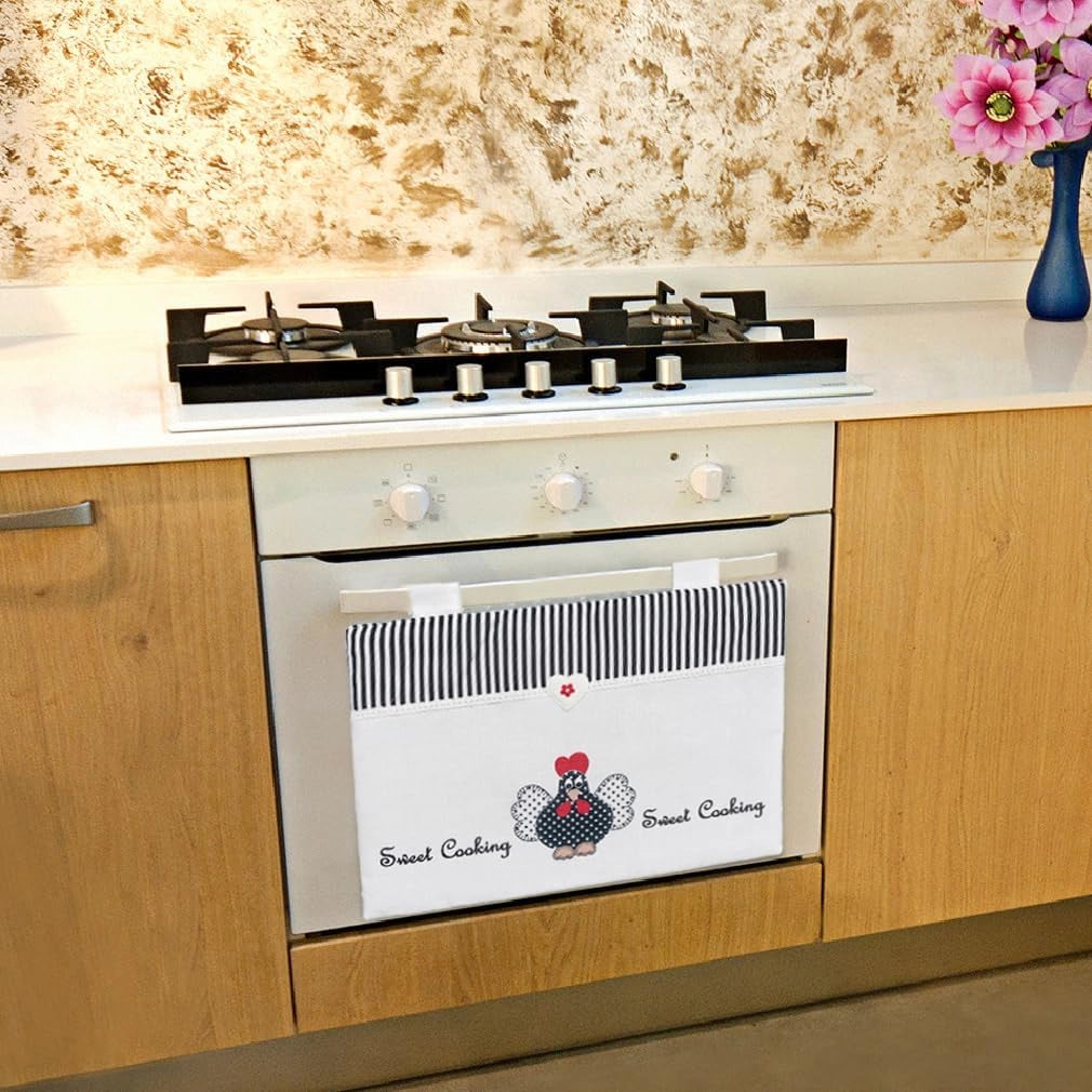 Copriforno Morbido Shabby Chic Cuori Passanti Tessuto Chiusura Velcro Proteggi Forno Cucina Dis.C