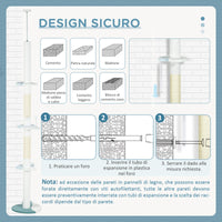 Albero Tiragraffi per Gatti a Soffitto con Palo Regolabile da 225-255 cm in Peluche Bianco