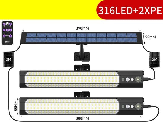 Sensore di energia solare, illuminazione esterna chiara, sensore di movimento, pannello solare autonomo, lampada portatile rimovibile, lampada di sicurezza adatta per veranda, garage e giardino, stile 2