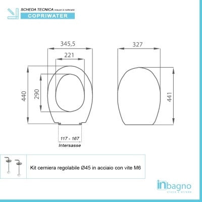 Copriwater compatibile serie Ellisse Ideal Standard bianco in termoindurente