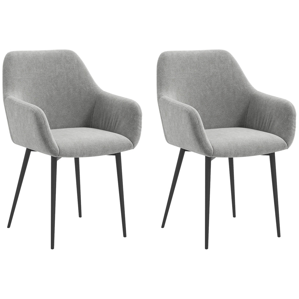 Set 2 Sedie Imbottite Stile Nordico 54x57x80 cm Tessuto Effetto Velluto Grigio Scuro