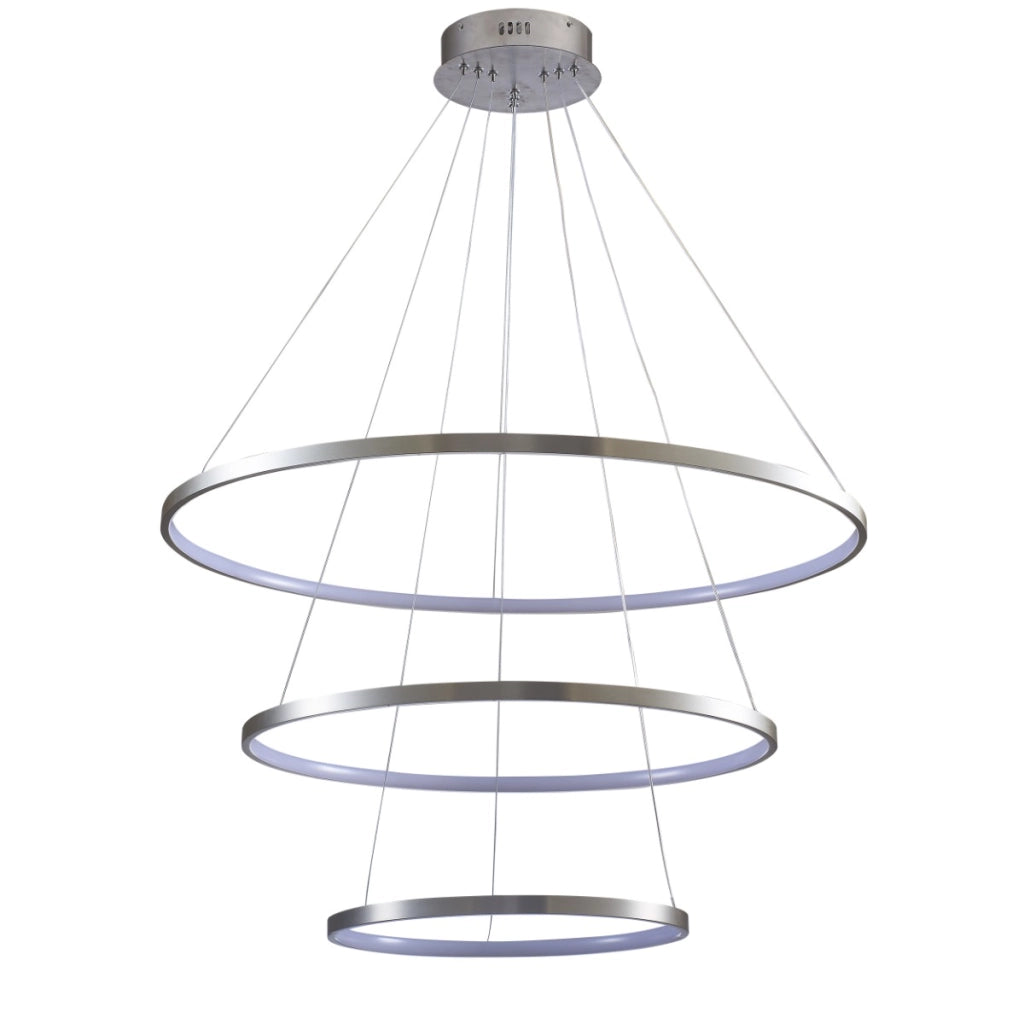 Lampadario LED 60W 4000K 3 anelli nichel Ø80cm Polux