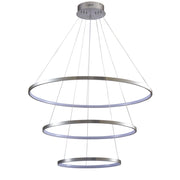 Lampadario LED 60W 4000K 3 anelli nichel Ø80cm Polux