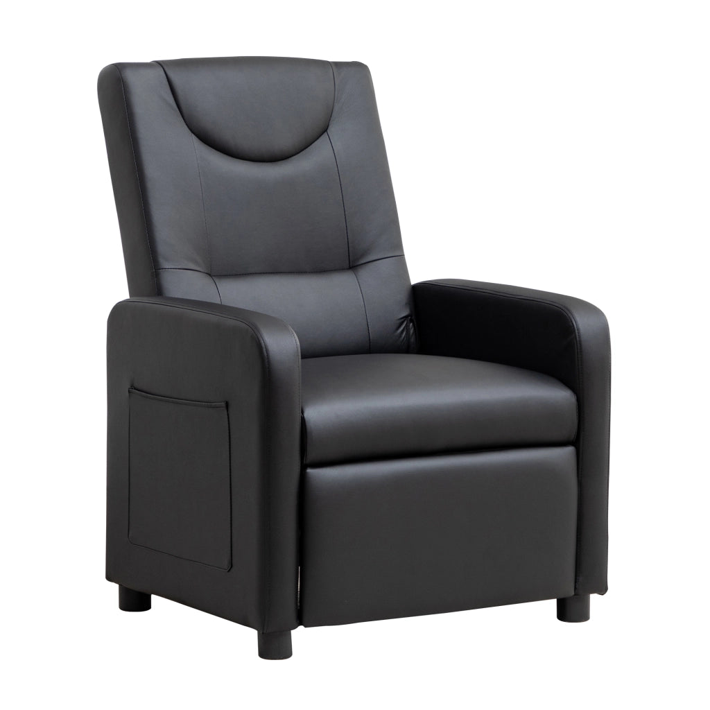 Poltrona relax reclinabile con poggiapiedi pieghevole e posizioni multiple in PU Nero