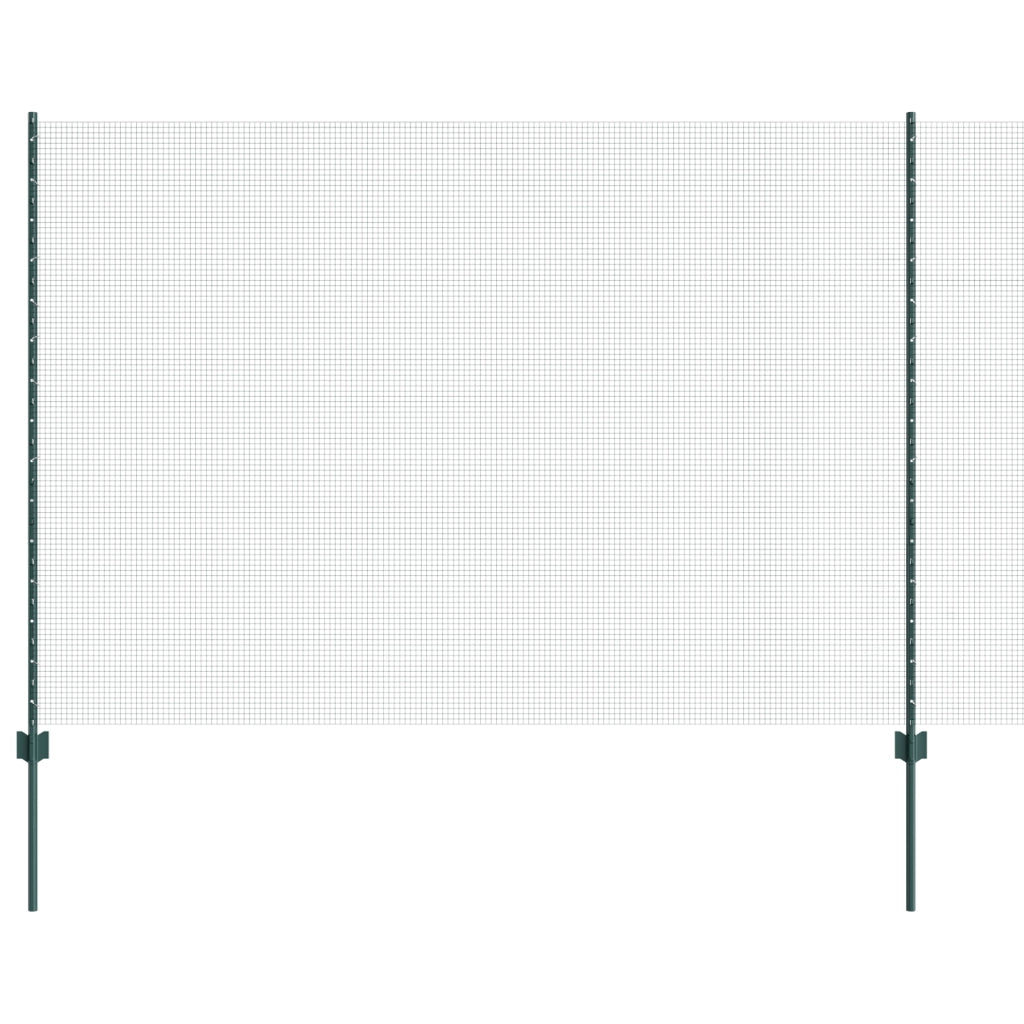 Recinzione in Rete Saldato con 11 Post U Verde 1.5x25 m Acciaio