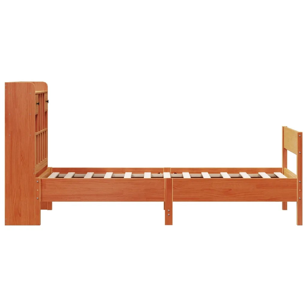 Letto Libreria senza Materasso Marrone Cera 75x190 cm in Pino 3323052