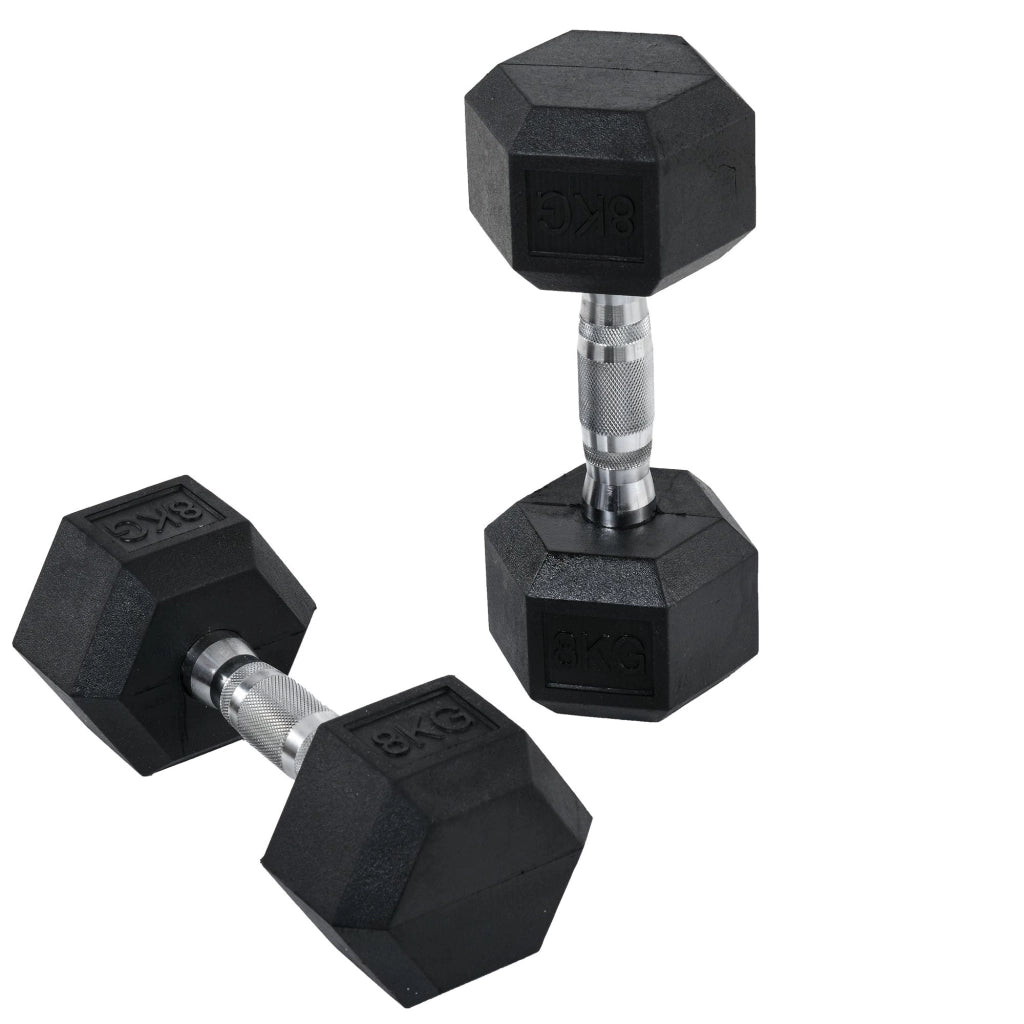 Set manubri corti esagonali 16 kg ¨C zephmum ¨C metallo gomma nero