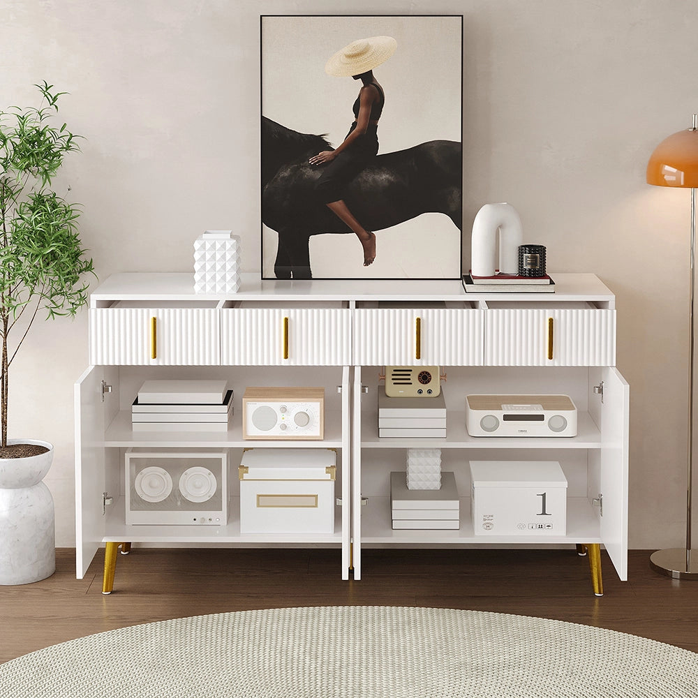 Buffet 4 porte 4 cassetti - Xylo - MDF bianco laccato