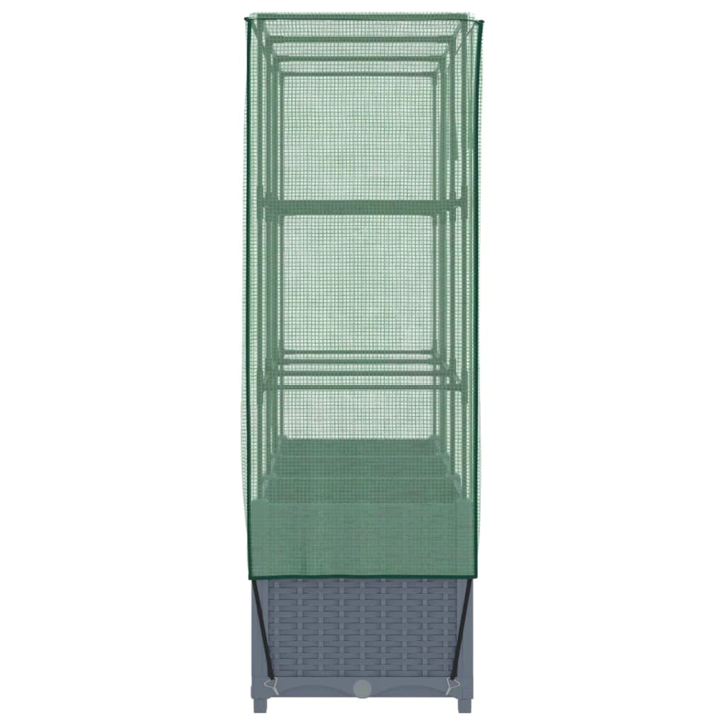 Aiuola rialzata/fioriera con copertura effetto rattan 120 x 40 x 138 cm grigio 02_0038738