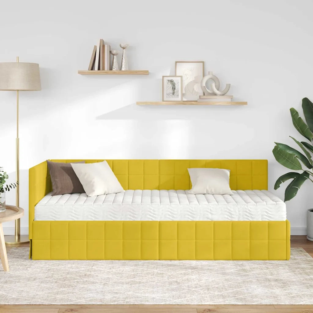 Struttura Letto Angolare con Materasso 2 pz-Giroletto con materasso Giallo Velluto 975104