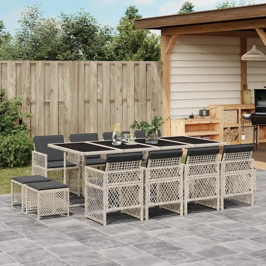 vidaXL Set da Pranzo da Giardino 13pz con Cuscini Grigio in Polyrattan