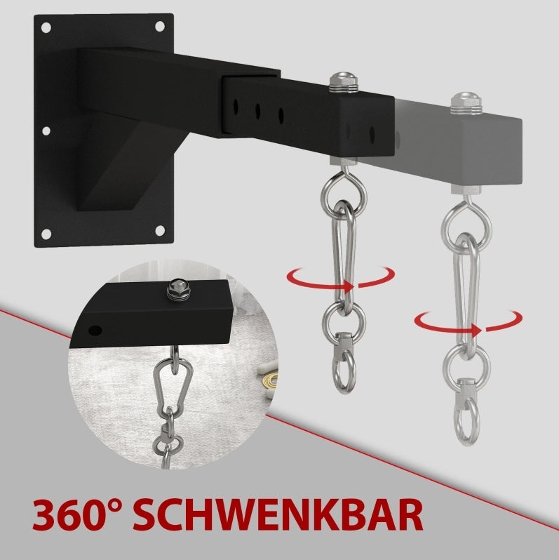 Supporto da parete per sacco da boxe 65 x 12 x 20 cm in acciaio nero regolabile