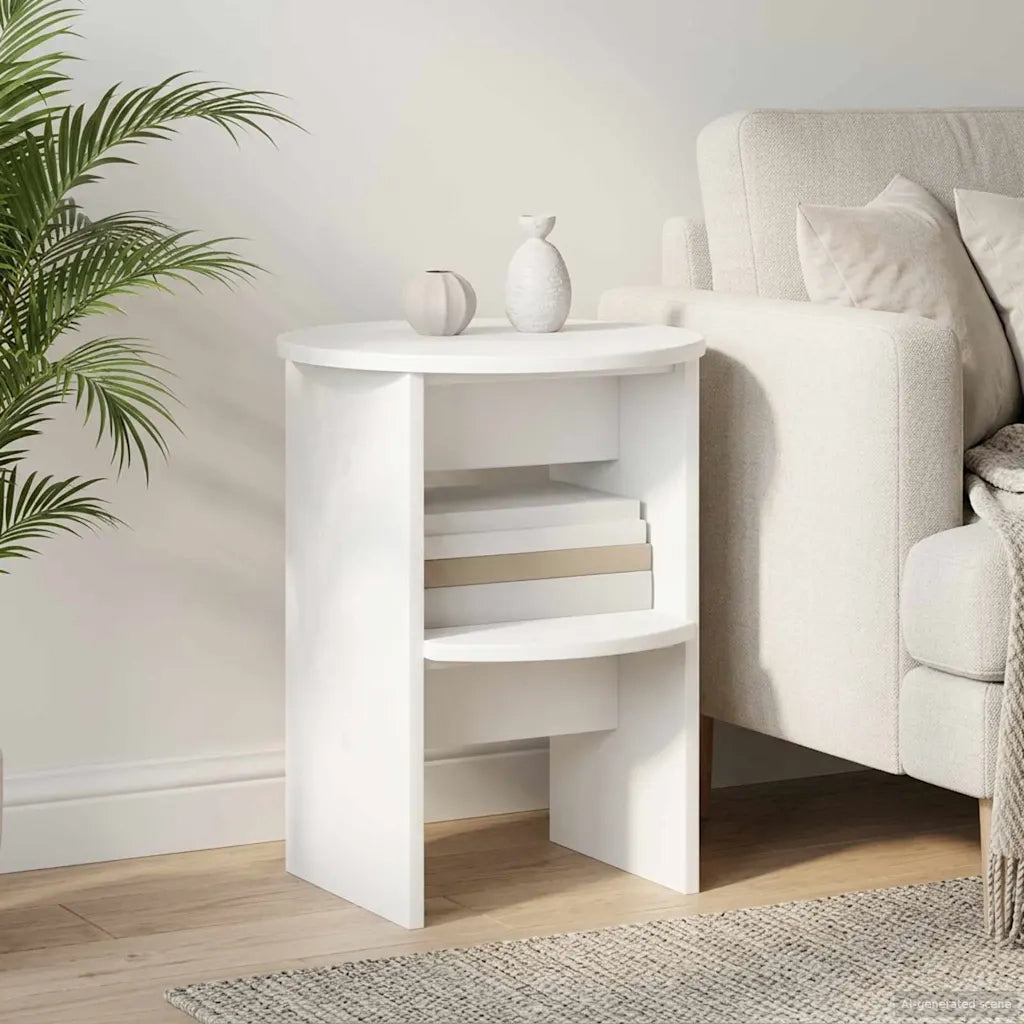 Mobile laterale Bianco Ø40 x 50 cm Legno ingegnerizzato 899816