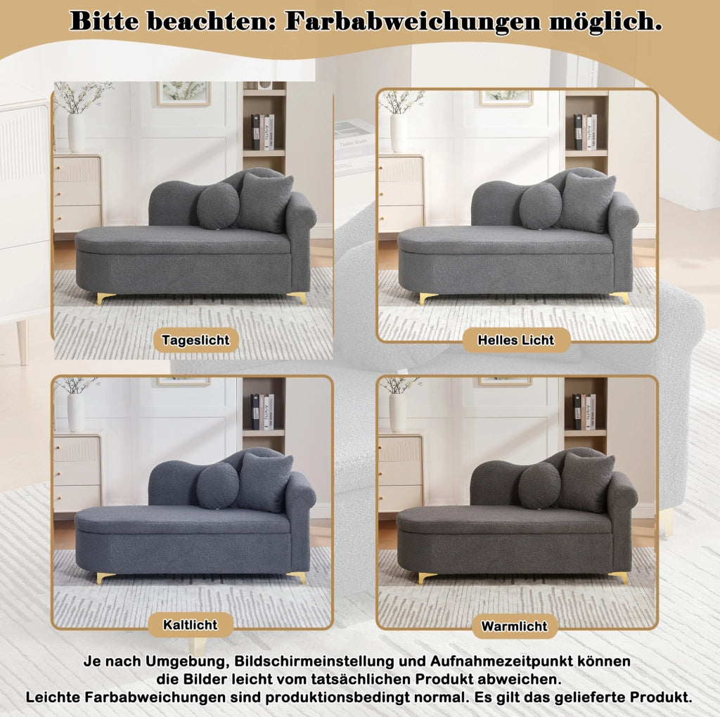 Chaise longue con contenitore 134 cm grigio antico