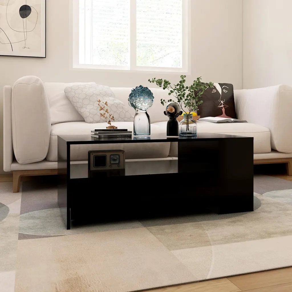 Tavolino da salotto | Tavolino da caff¨¨ | Tavolino da Soggiorno Nero 102x55x42 cm in Legno Compensato