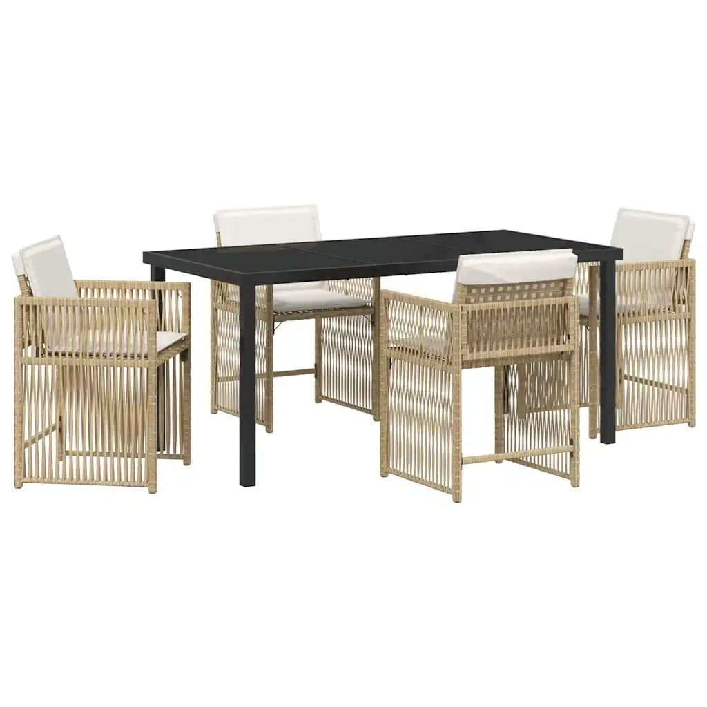 Set da Pranzo per Giardino 5 pcs Beige polyrattan 3380787