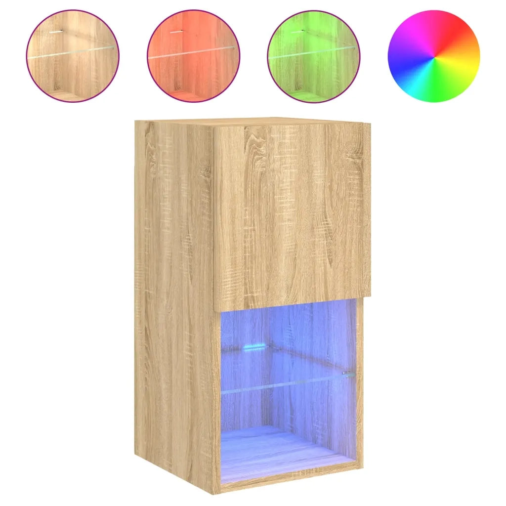 Mobili TV con Luci LED 2pz | Armadietto TV | Mobile Porta TV Rovere Sonoma 30,5x30x60 cm