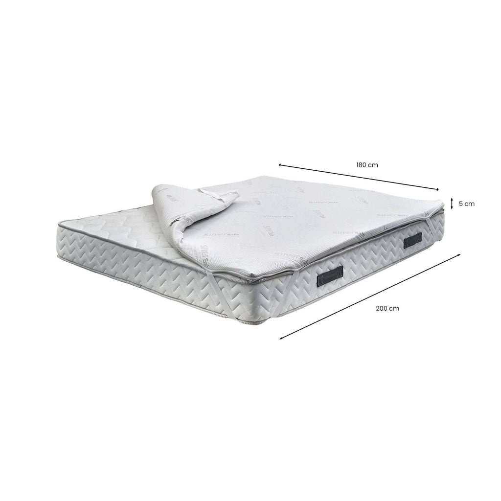Marathon, Topper Matrimoniale Sfoderabile Made in Italy, 200x180x5h cm Bianco