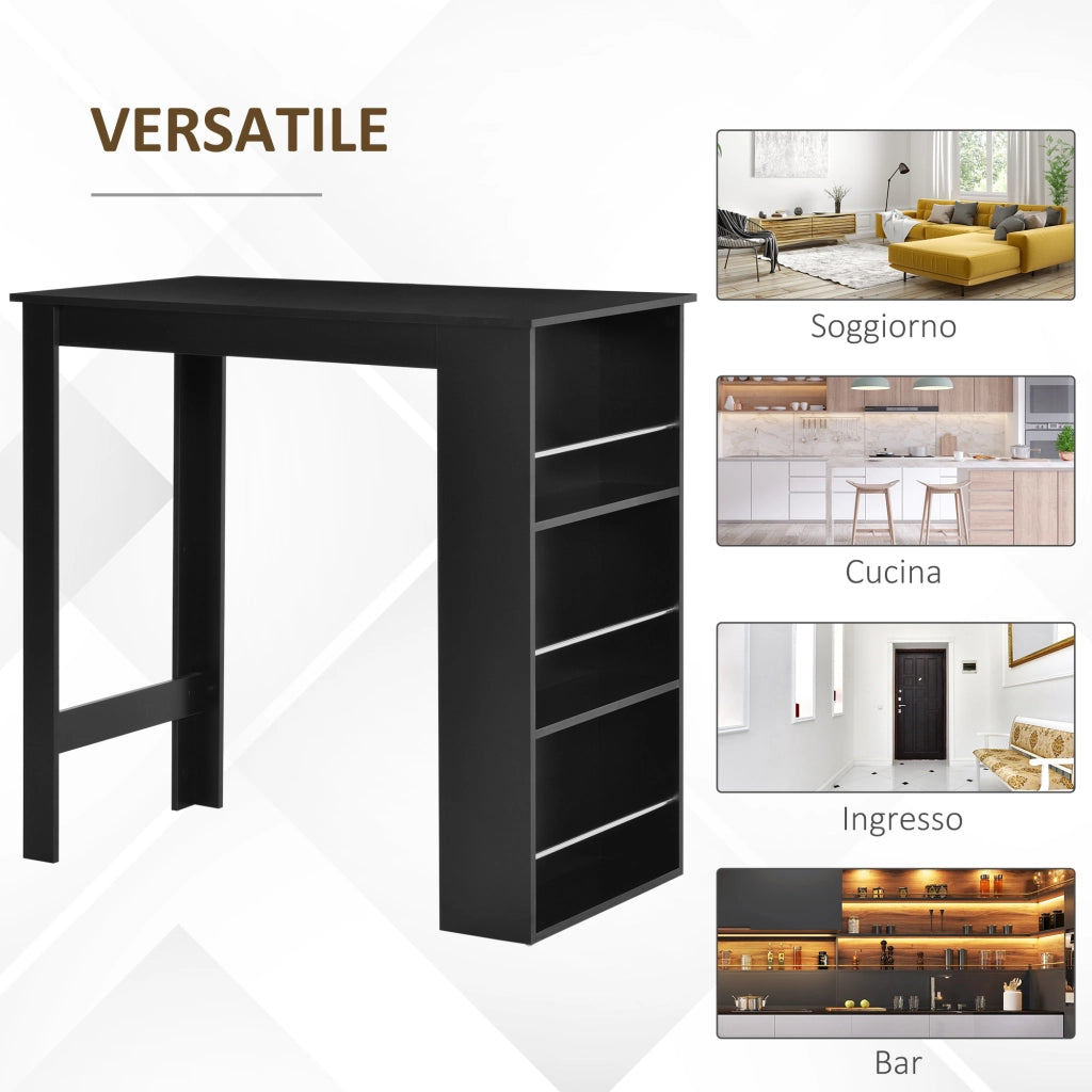 Tavolo da bar con mensole ¨C zephmum ¨C in legno, nero, 112x57x106cm