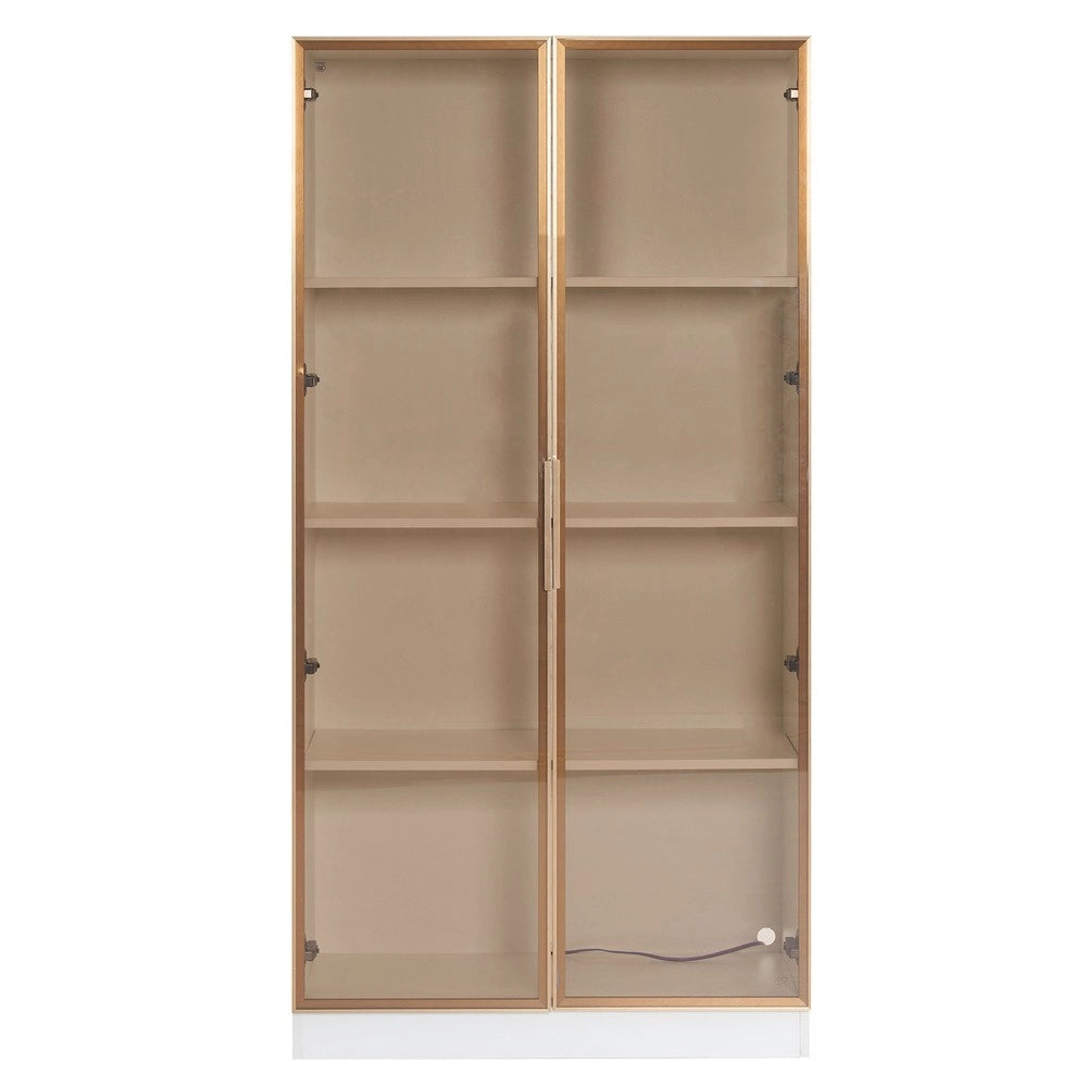 Libreria Vetrina con LED e Ante Battenti ¨C MINIMAL ¨C Bianco, Legno, 80x40x160 cm