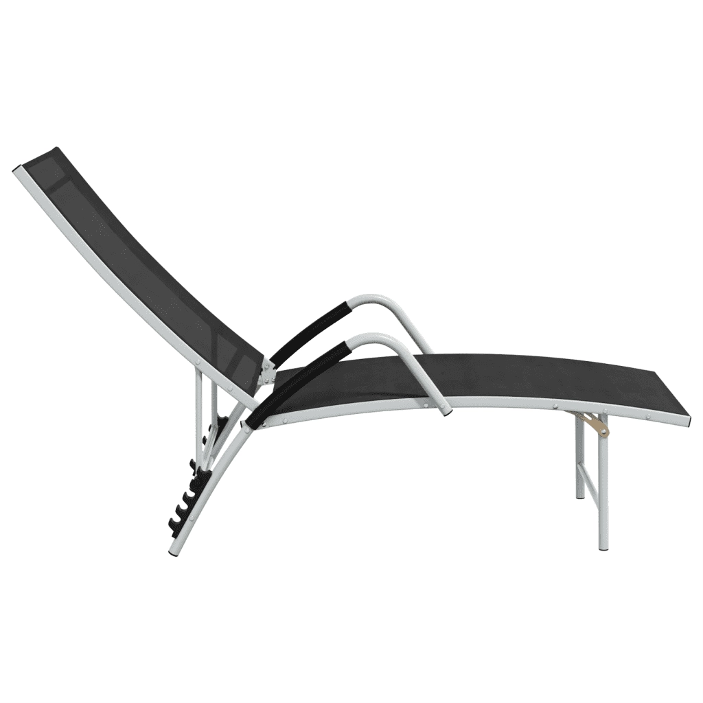 Lettino Prendisole in Textilene e Alluminio Nero cod mxl 20387