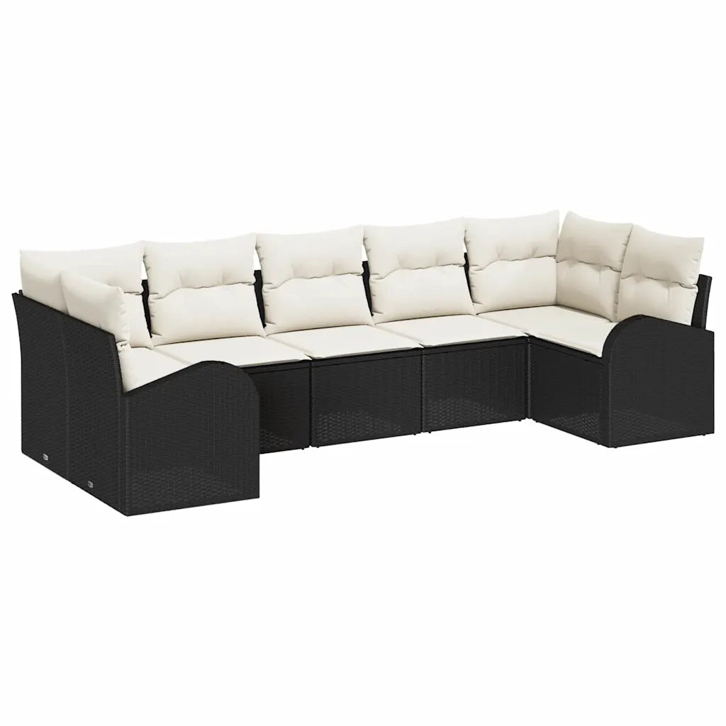 Set Divano da Giardino 7 pcs Nero Rattan in Polipropilene 3346187