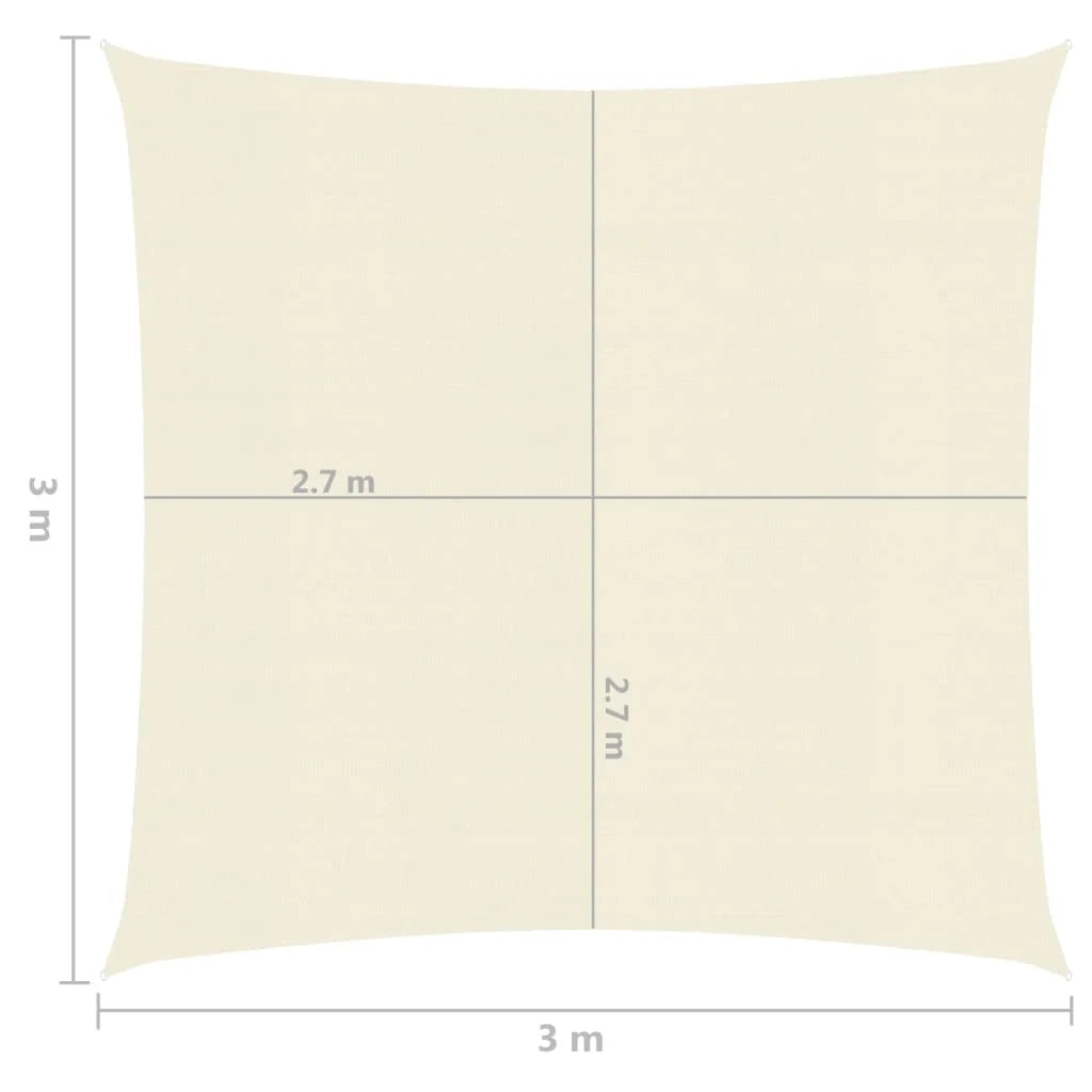 Vela ombreggiante/ombrellone 160 g/m² crema 3 x 3 m HDPE 02_0009080